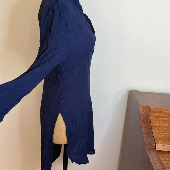 L Space sz S navy long sleeve viscose high low cover up great pre owned cond - Picture 6 of 7